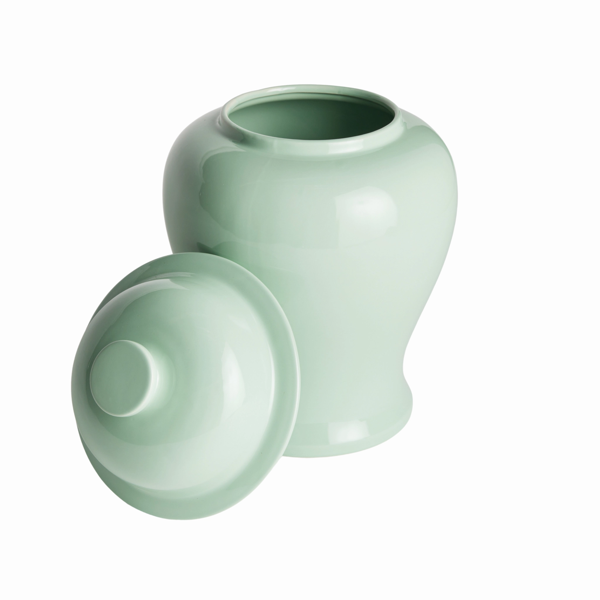 Small Sage Green Koa Wide Lidded Ginger Jar
