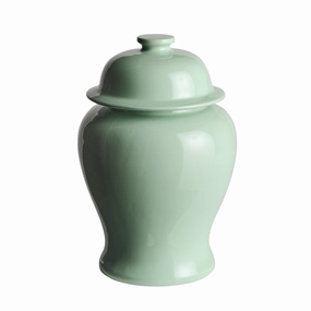 Small Sage Green Koa Wide Lidded Ginger Jar home display ornament