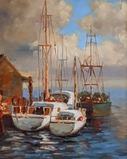 SMALL SAILBOAT OIL PAINTING ON CANVAS