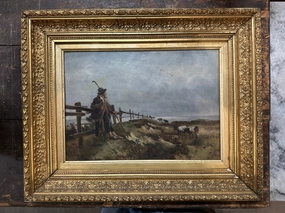 SMALL SHEPHERD PAINTING IN GILT FRAME classic mural painting