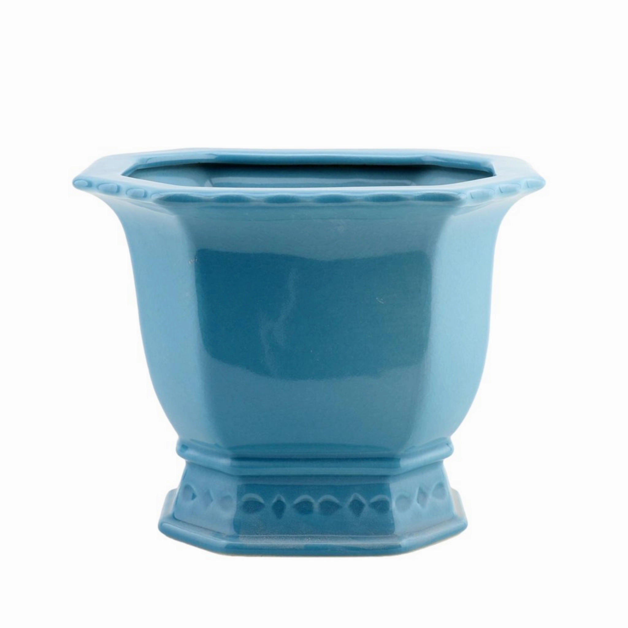 Small Sky Blue Porcelain Octagonal Footed Planter home display ornament