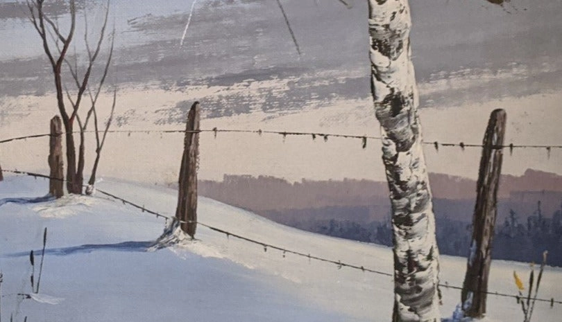 SMALL SNOW FIELD OIL PAINTING BY LINDSAY