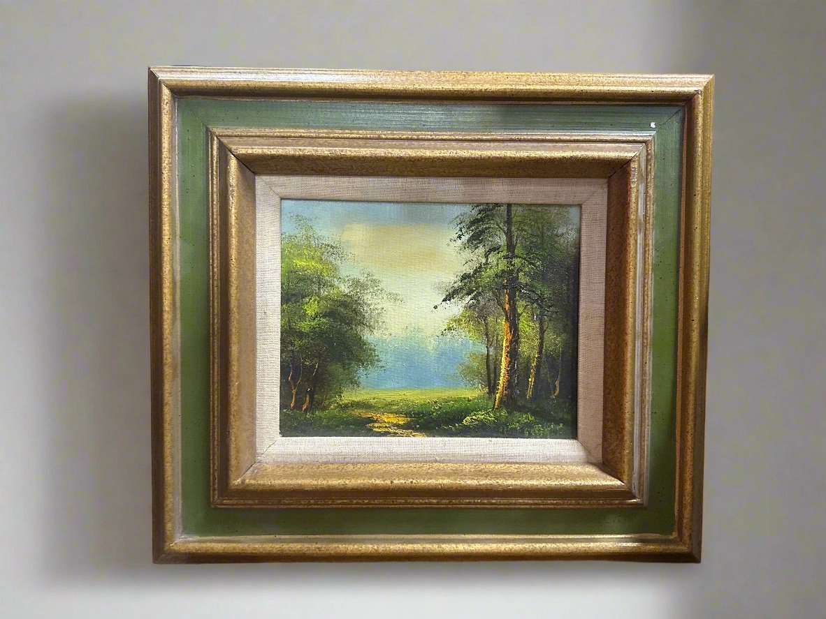 SMALL SPRING LANDSCAPE OIL PAINTING WITH TREES classic mural painting