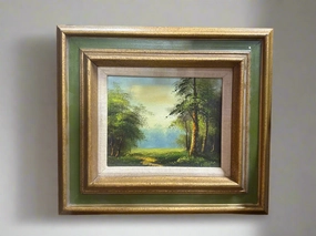 SMALL SPRING LANDSCAPE OIL PAINTING WITH TREES classic mural painting