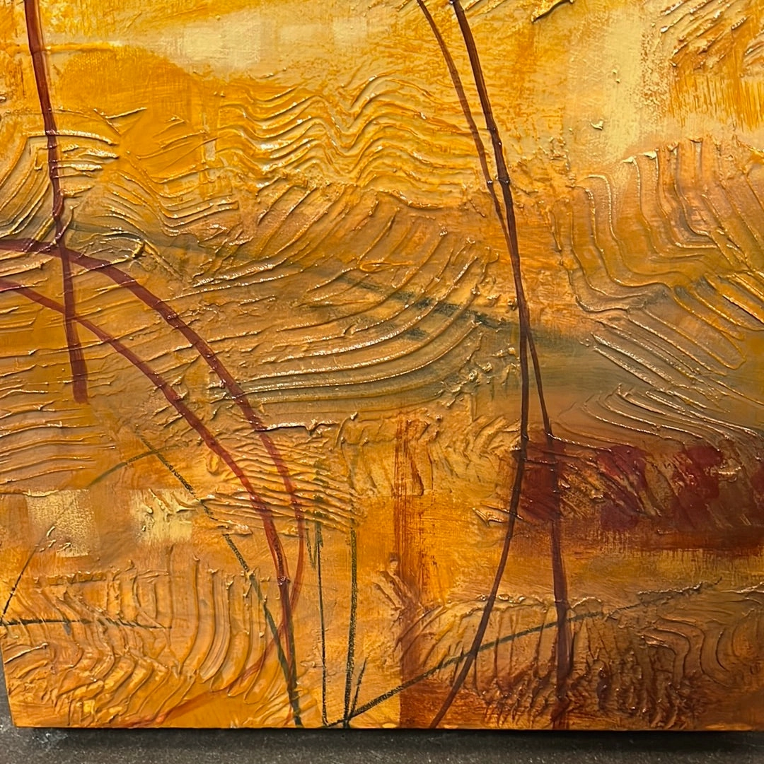 SMALL SQUARE ABSTRACT OIL PAINTING BY GEOFF HAGAR