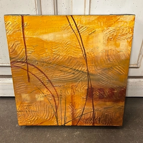 SMALL SQUARE ABSTRACT OIL PAINTING BY GEOFF HAGAR classic mural painting