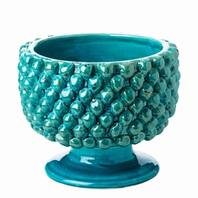 Small Turquoise Vinci Pine Cone Ceramic Planter home display ornament