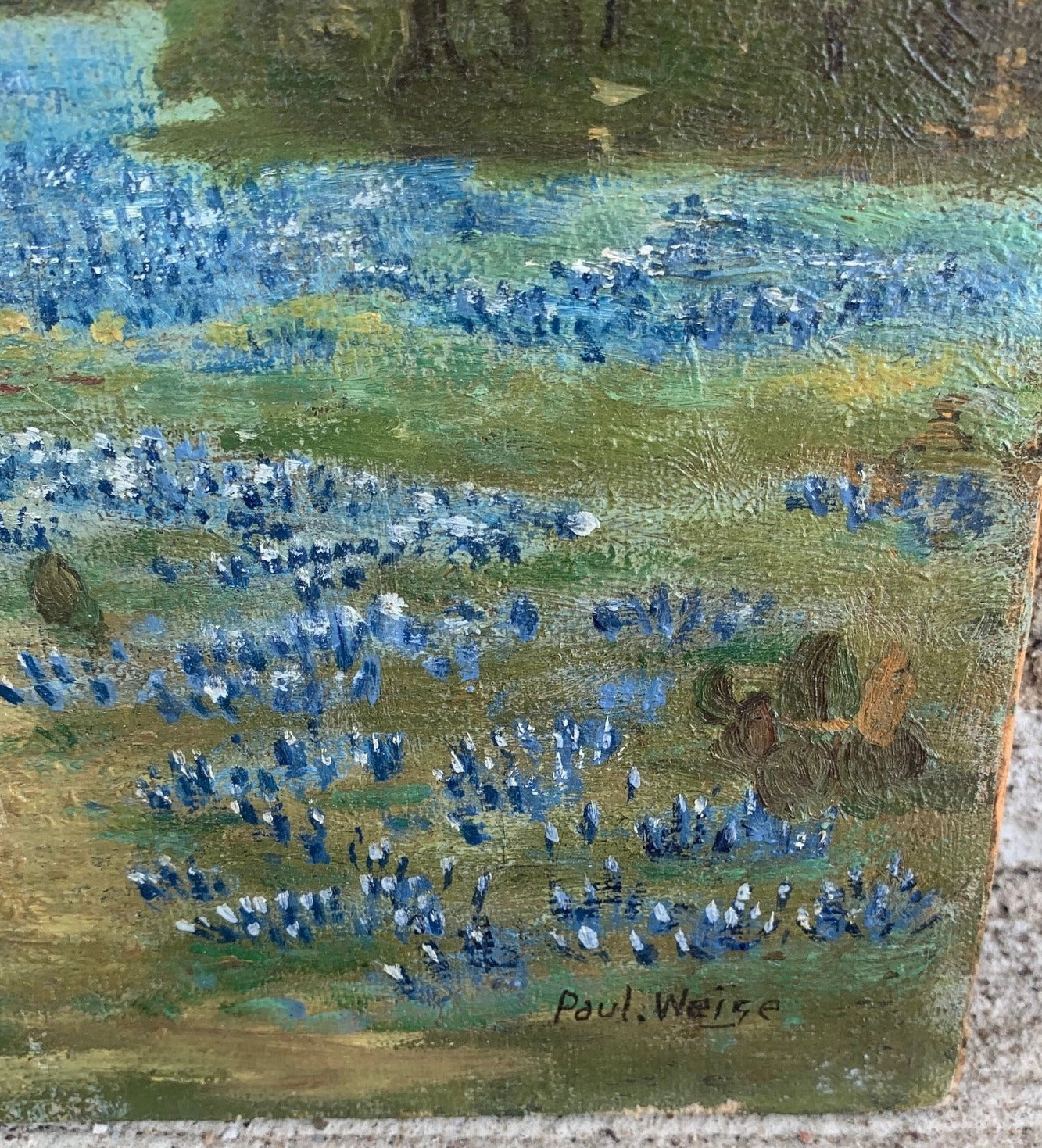 SMALL UNFRAMED PAUL WEIGE BLUEBONNET IMPASTO PAINTING