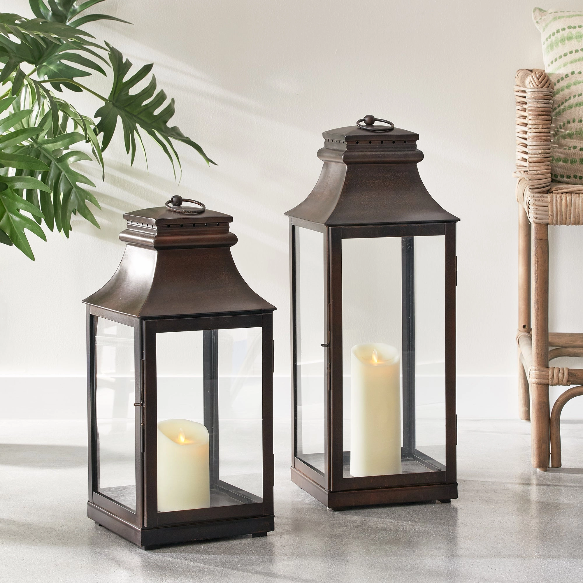 Small Washed Bronze Outdoor Lantern
