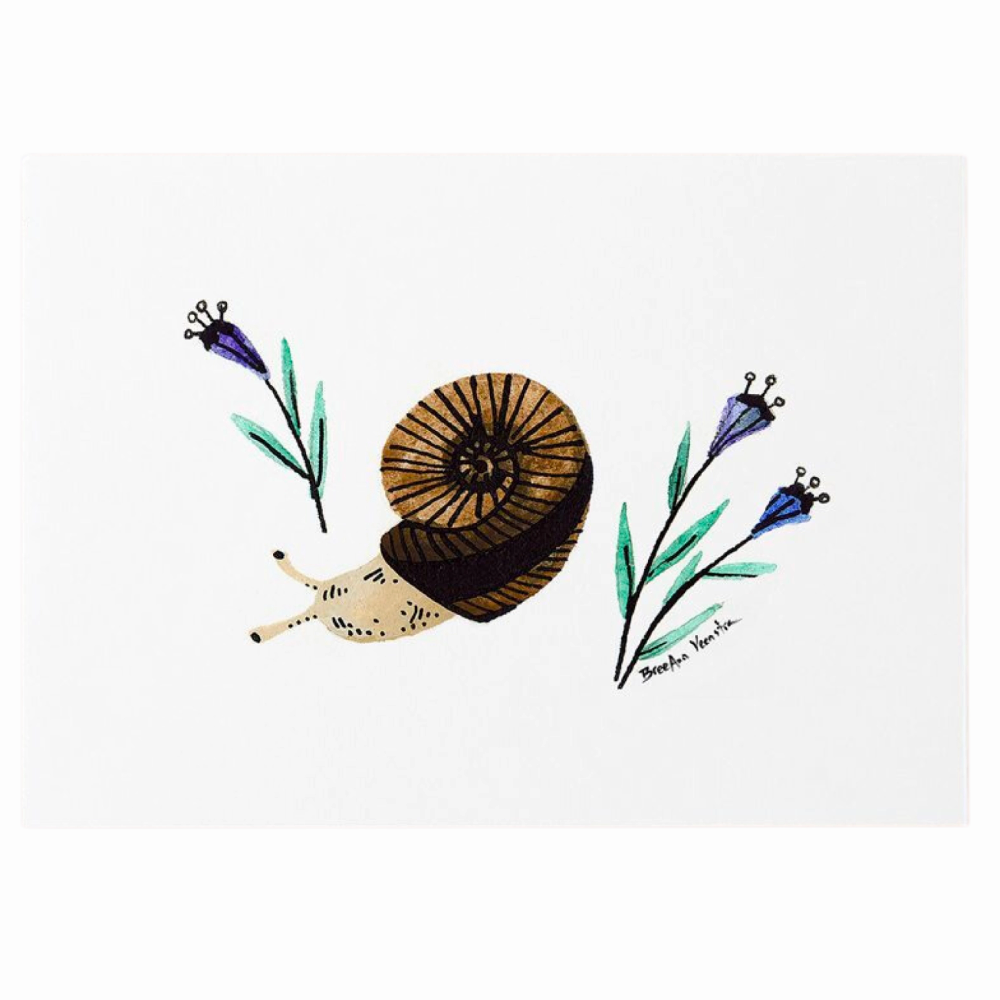 Snail Art Print 5x7 framed wall decor