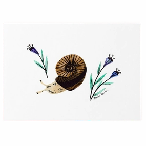 Snail Art Print 5x7 framed wall decor