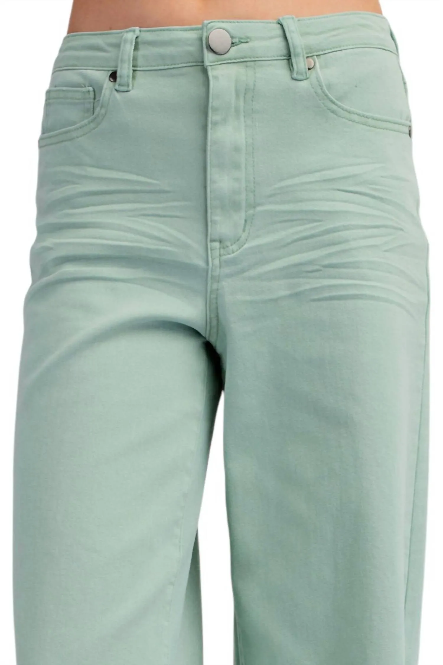 Weiche Stretch-Hochwaist-Hosen in Minz-Salbei