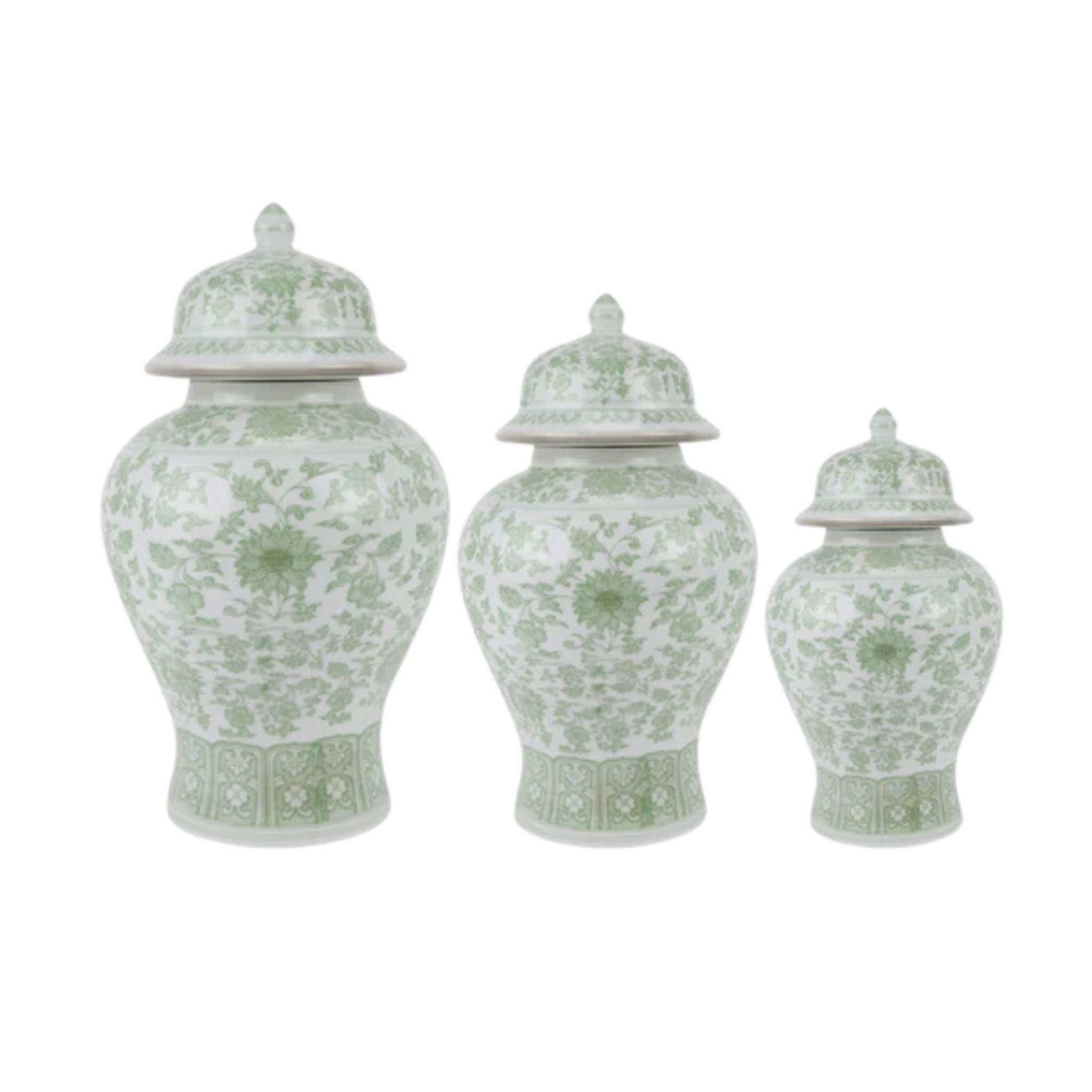 Soft Green Floral Jar (3 Sizes)