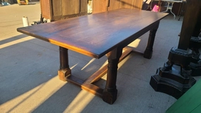 Sold LARGE TURNED OAK CYLINDER LEG DINING TABLE interior room decor