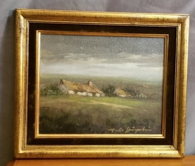 SOLD SMALL BELGIAN FARM OIL PAINTING classic mural painting