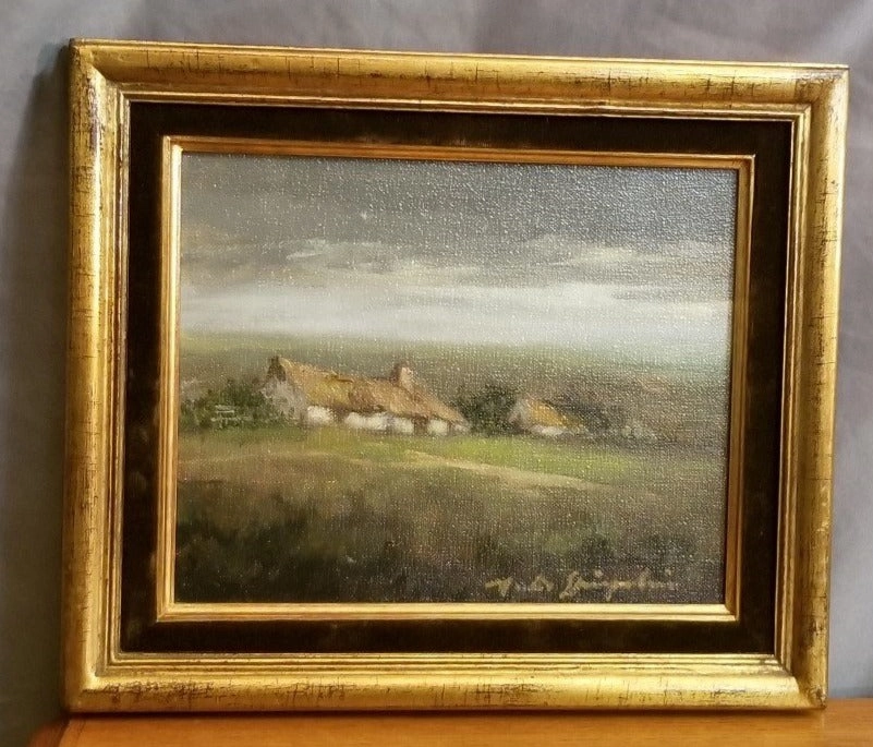 SOLD SMALL BELGIAN FARM OIL PAINTING classic mural painting