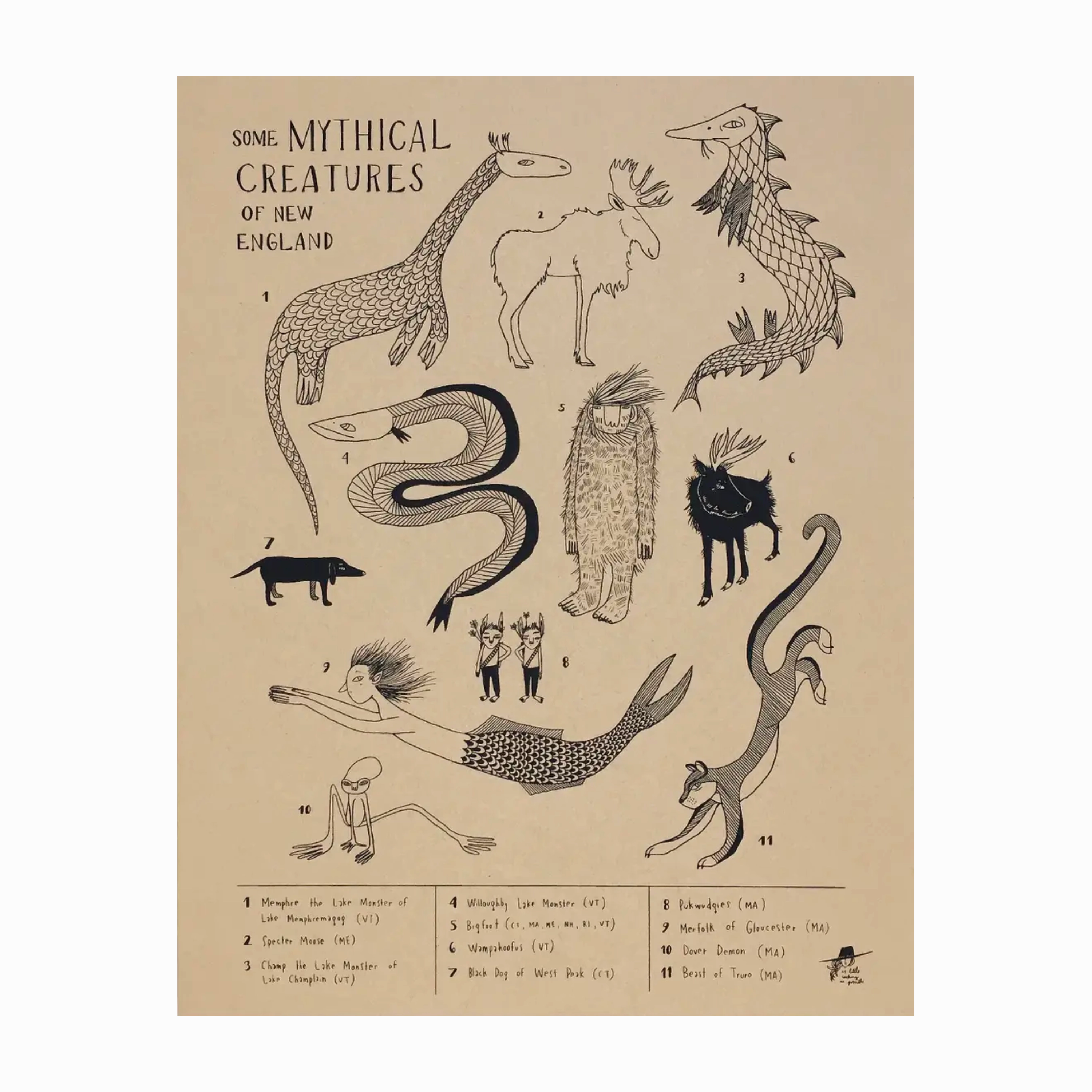 Some Mythical Creatures of New England Print framed wall decor