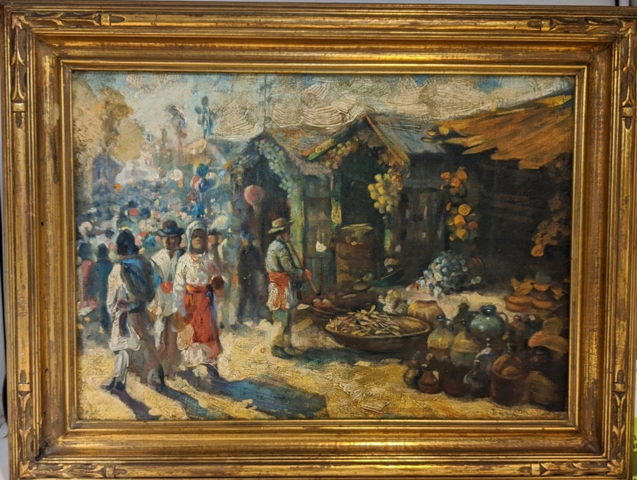 SOUTH AMERICAN MARKET SCENE OIL PAINTING classic mural painting