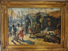 SOUTH AMERICAN MARKET SCENE OIL PAINTING classic mural painting