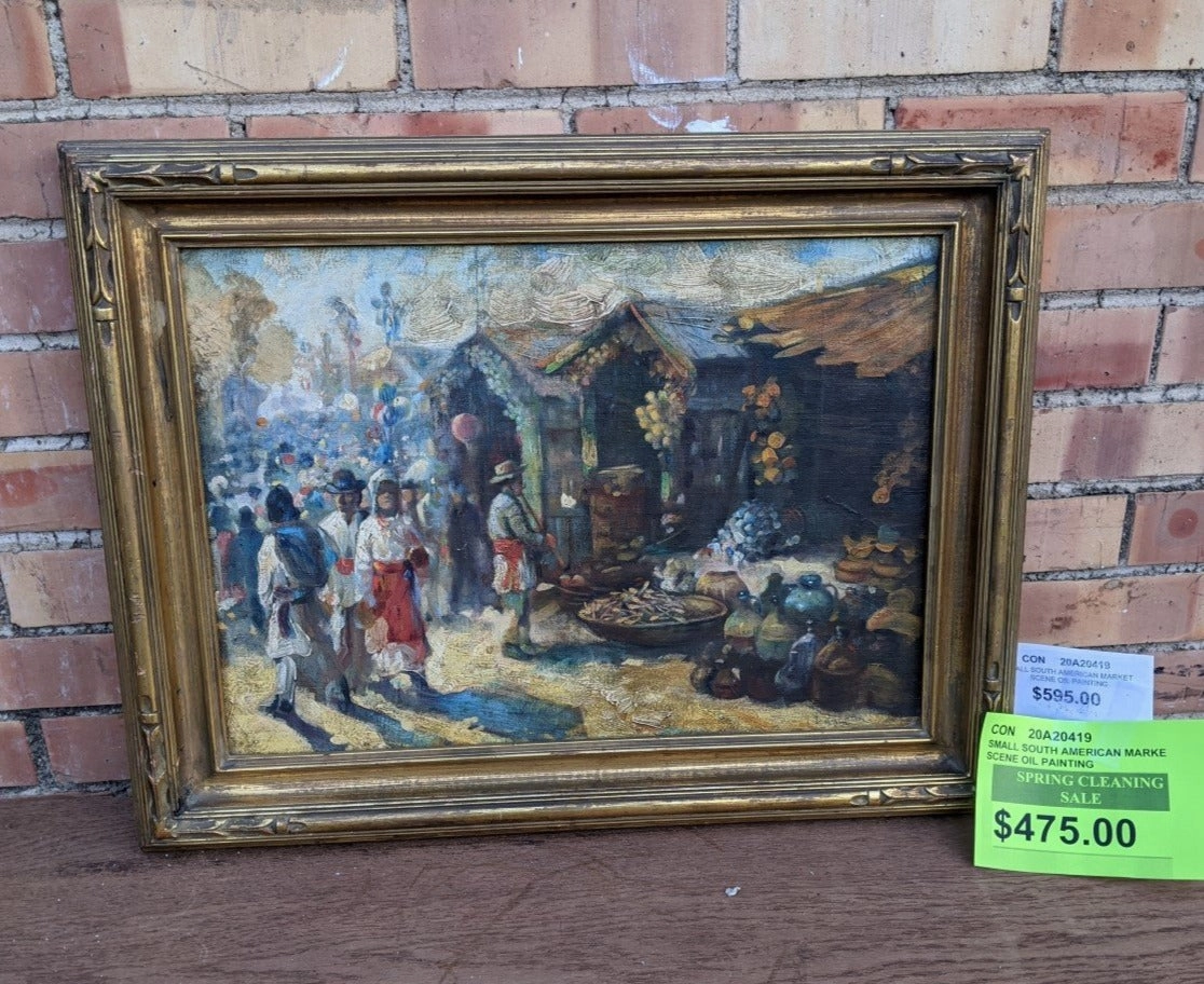 SOUTH AMERICAN MARKET SCENE OIL PAINTING