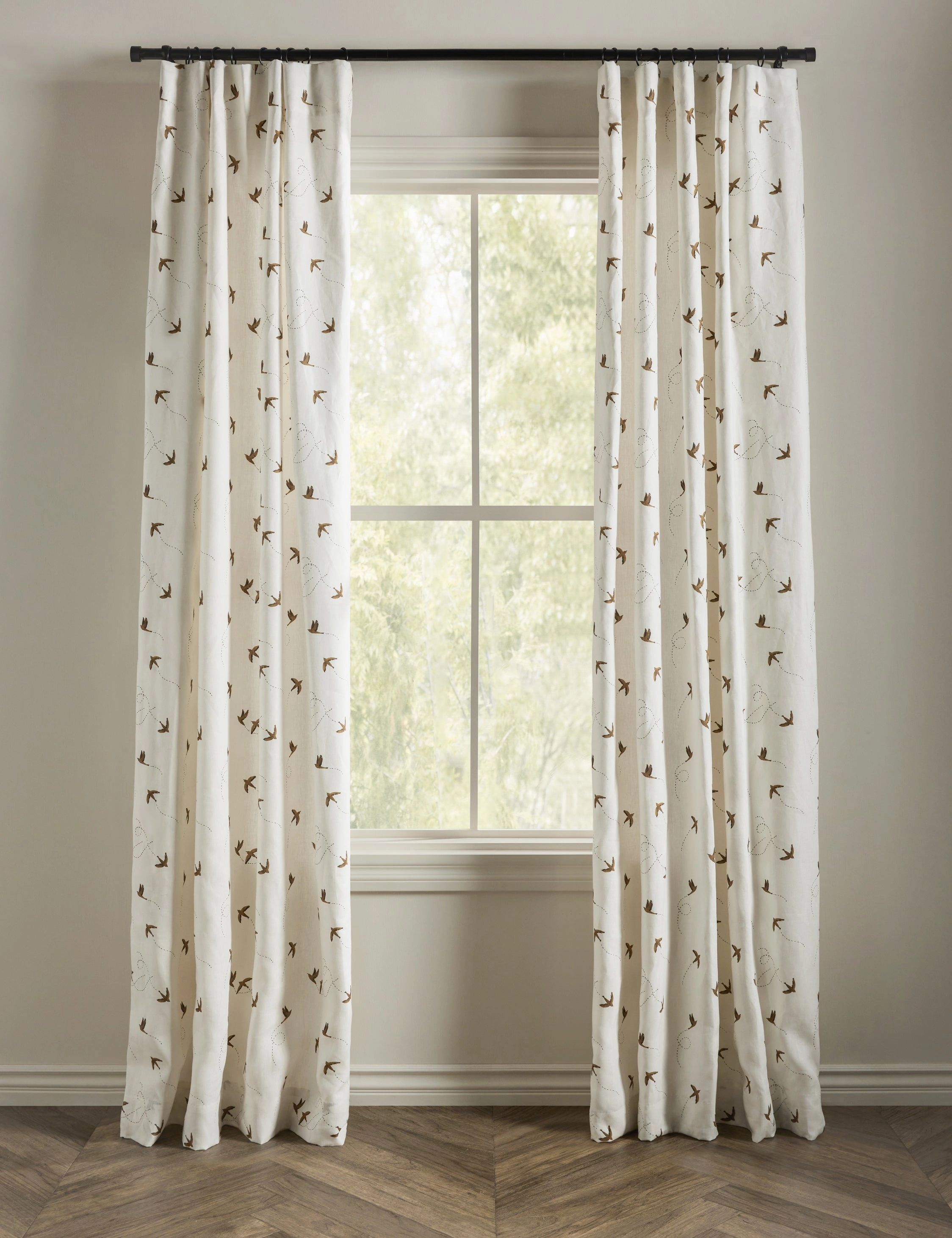 Sparrow Linen Curtain Panel by Rylee   Cru