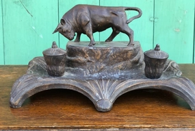 SPELTER COW INKWELL interior room decor