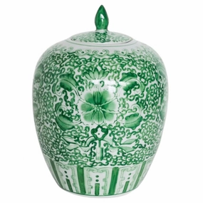 Spring Green Twisted Lotaus Porcelain Melon Jar home display ornament