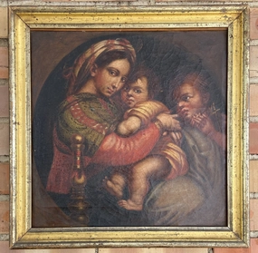SQUARE FRAMED RELIGIOUS OIL PAINTING 1874 (AFTER RAPHAEL) classic mural painting