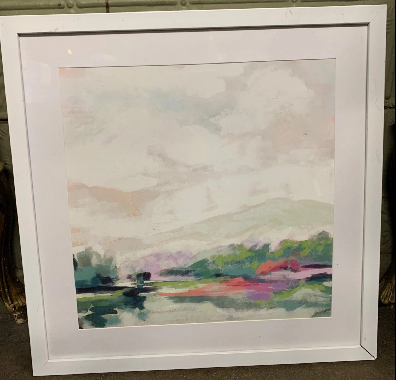 SQUARE WATERCOLOR LANDSCAPE PRINT - NOT OLD classic mural painting