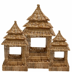 Square Wicker Pagoda home display ornament