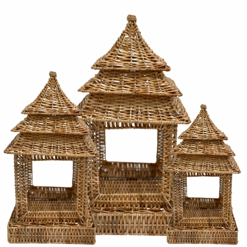 Square Wicker Pagoda home display ornament