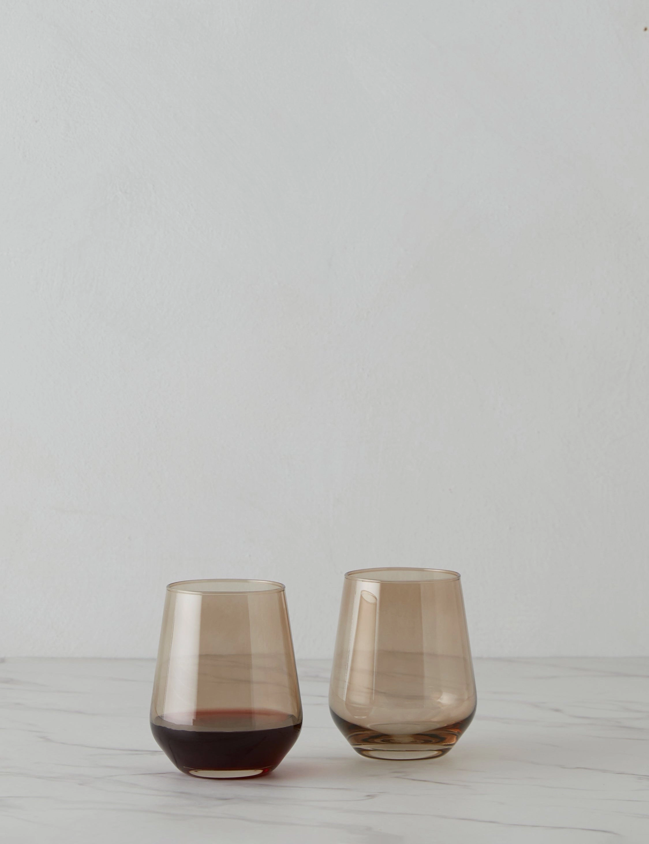 Stemless Wine Glass (Set of 2) by Estelle Colored Glass