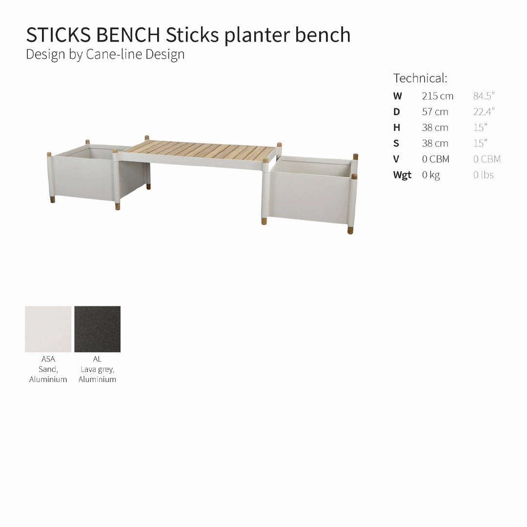 Sticks Outdoor Bench w/ Planters