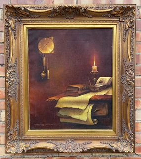 STILL LIFE OIL PAINTING OF DESK TOP classic mural painting