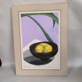 STILL LIFE OIL PAINTING OF LEMONS BY LINDA KING classic mural painting