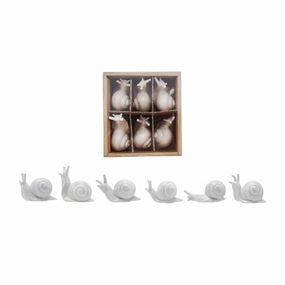 Stoneware Snails, White, Boxed Set of 6 interior room decor