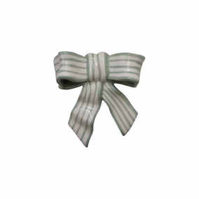 Stoneware Striped Bow Dcor (Sits or Wall Hanging ) interior room decor
