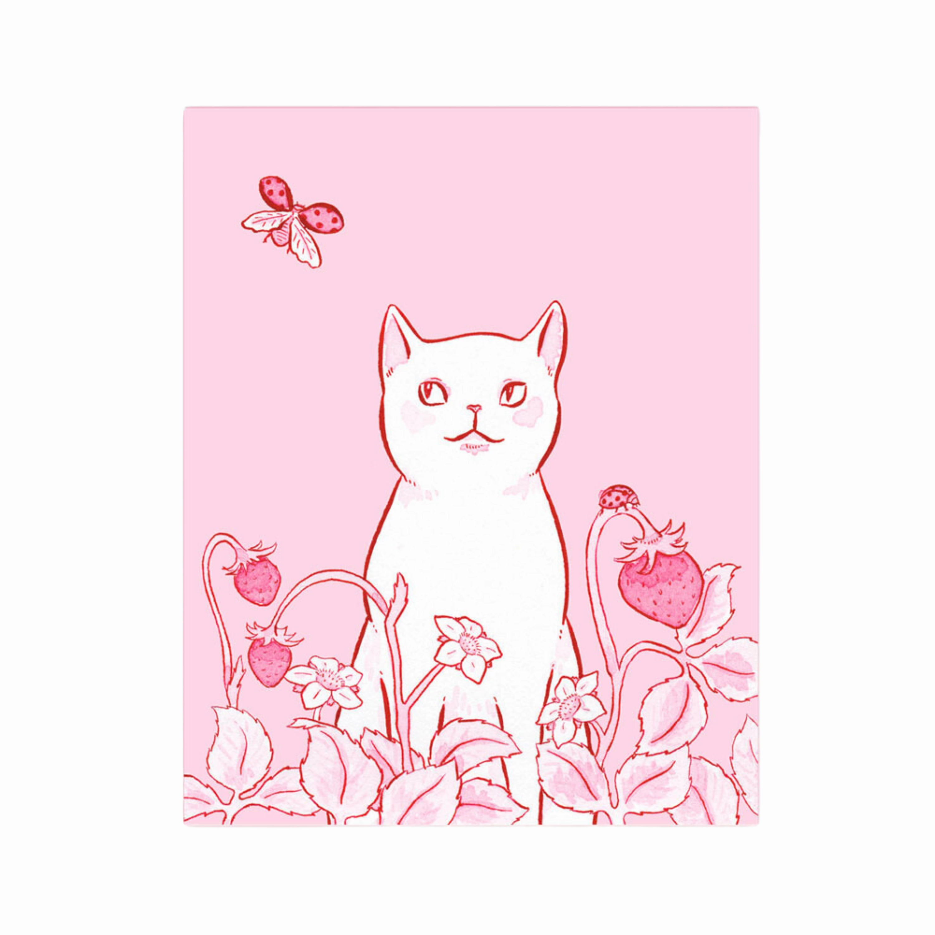 Strawberry Cat Art Print framed wall decor