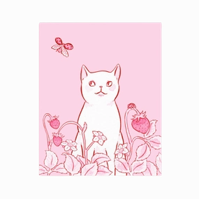 Strawberry Cat Art Print framed wall decor
