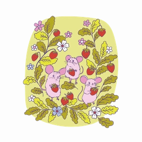 Strawberry Mice Print framed wall decor