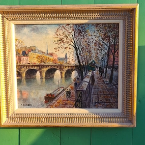 STREET SCENE OIL PAINTING BY LOUIS DALI classic mural painting