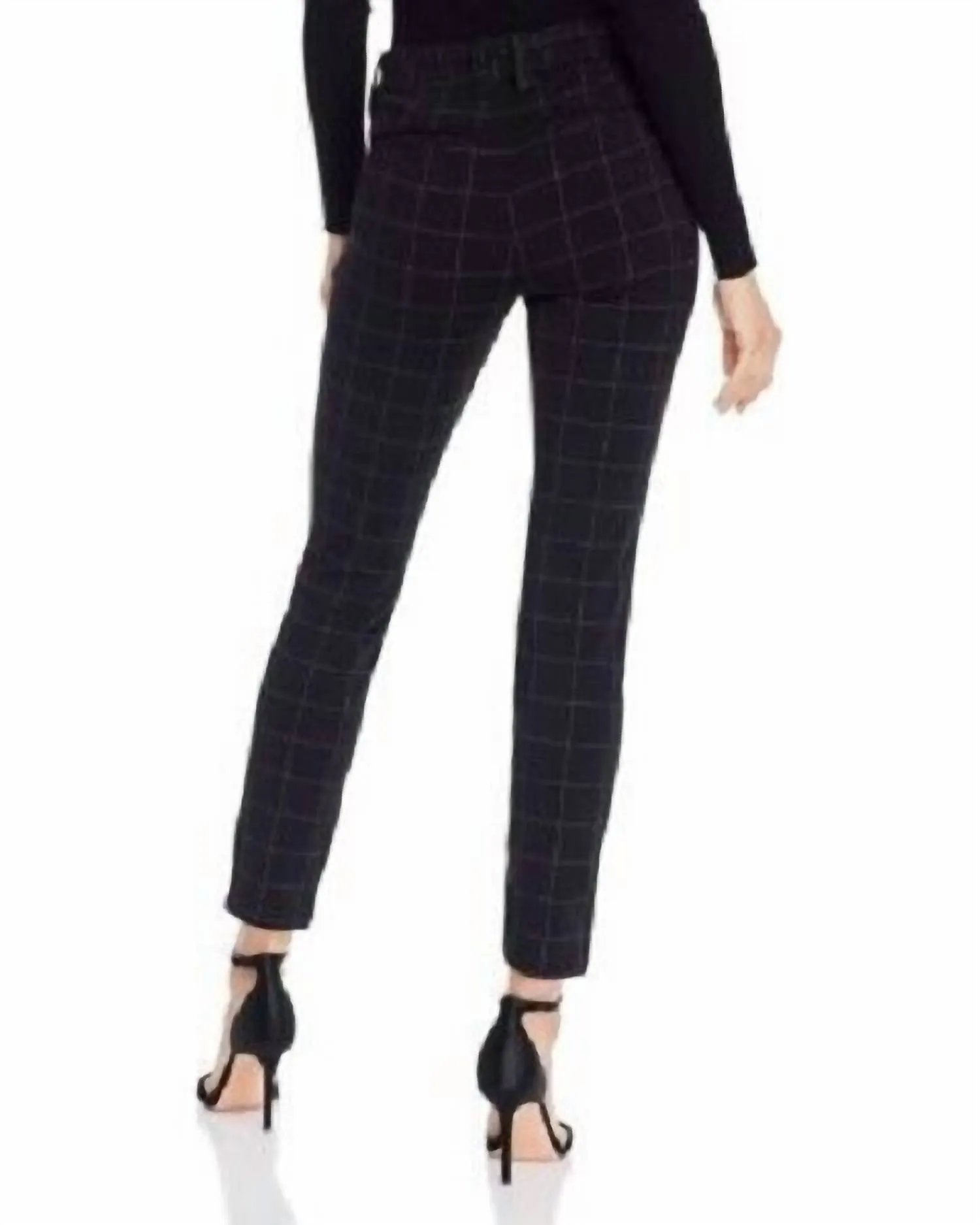 Stretch High Rise Ponte Slim Hose in Schwarz