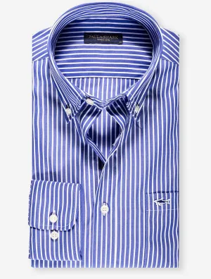 Gestreiftes Button-Down-Hemd Blau