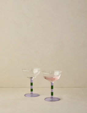 Striped Coupe Glass (Set of 2) by FAZEEK decorative tabletop item