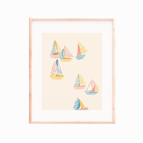 Striped Sailboats Art Print framed wall decor