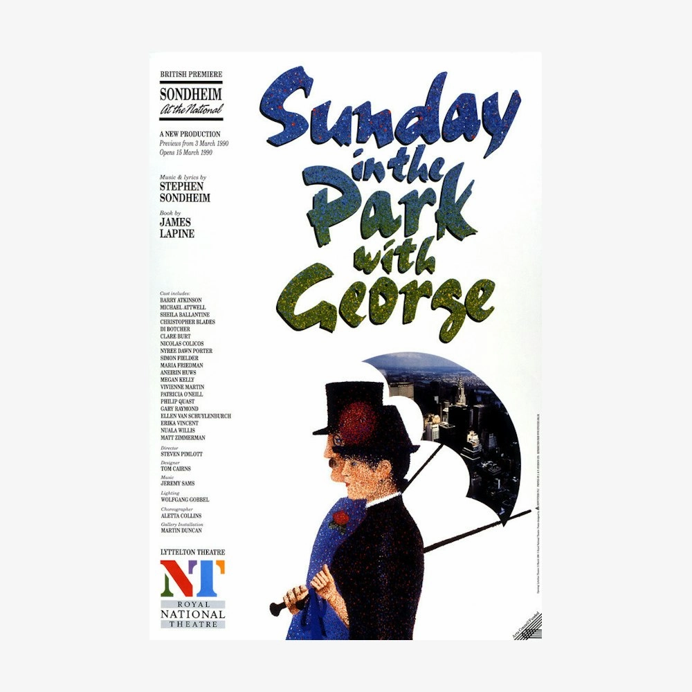 Sunday in the Park with George 1990 Print vintage woodcut wallpaper