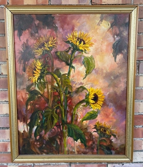 SUNFLOWER OILPAINTING SIGNED V. ARSEMENT classic mural painting