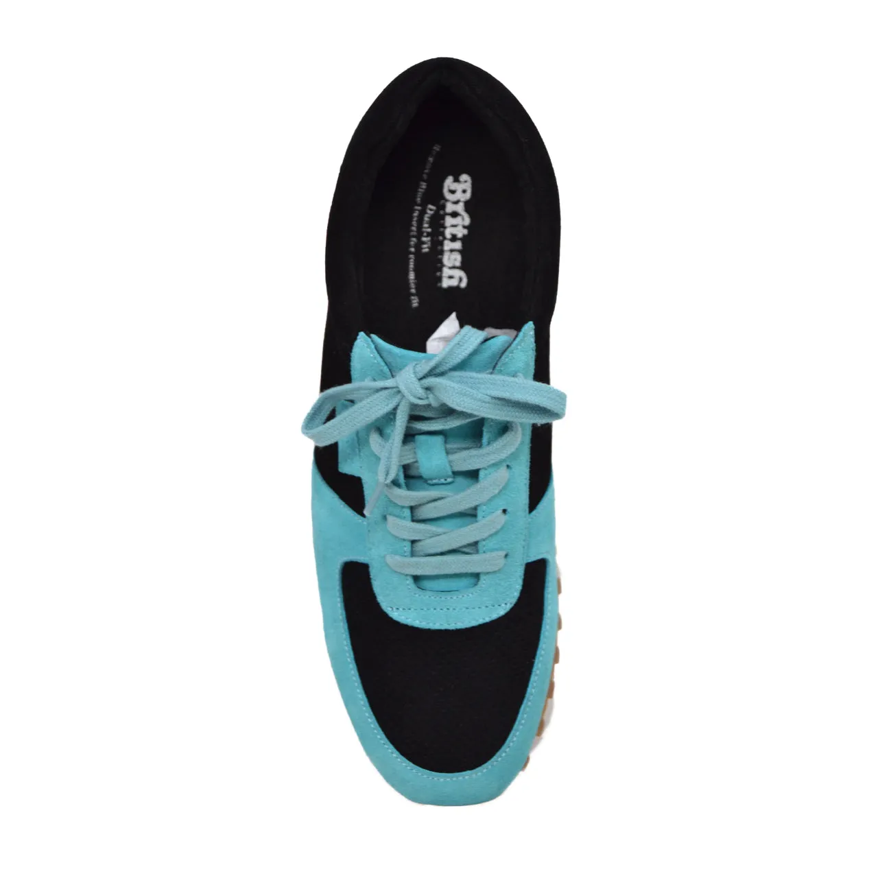 Surrey Aqua & Schwarze Sneaker: Stilvolle und bequeme Alltagsschuhe aus britischen Kollektionen
