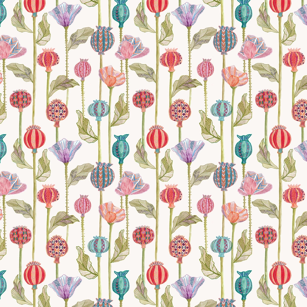 Sutami Printed Linen Fabric (By The Metre) Ecru