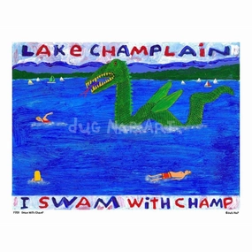 Swam with Champ Art Print (8.5"x11") framed wall decor